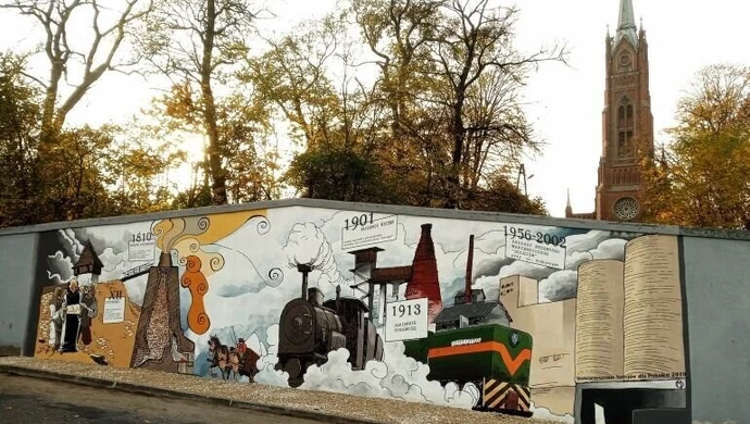 W Sulejowie mają mural poświęcony historii przemysłu wapienniczego