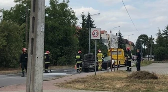 Pożar samochodu na Jasnej w Piotrkowie