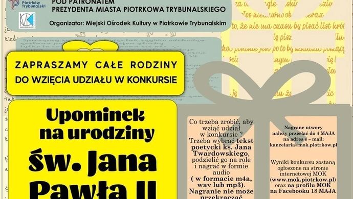 Konkurs z okazji rocznicy urodzin św. Jana Pawła II