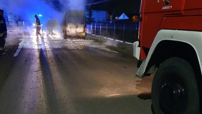 Pożar dostawczaka w Michałowie