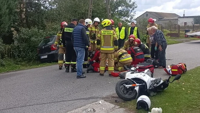 Kolejny groźny wypadek kierowcy jednośladu. Znowu interweniowało LPR