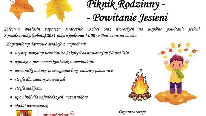Piknik rodzinny - Powitanie jesieni - w sobotę 2 października w Białocinie
