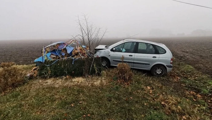 Lis wbiegł na drogę. Renault wjechało w kapliczkę