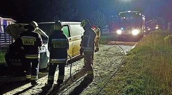 Pożar samochodu w gminie Sulejów