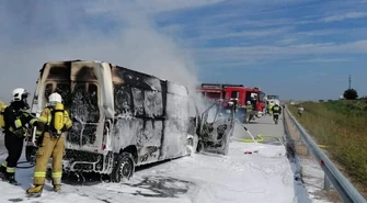 Bus płonął na autostradzie A1