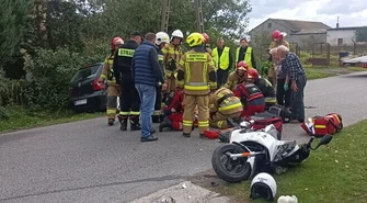 Kolejny groźny wypadek kierowcy jednośladu. Znowu interweniowało LPR