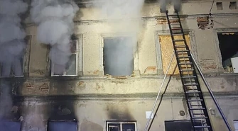 Pożar kamienicy w Piotrkowie