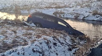 Ślisko! Auto wpadło do rzeki