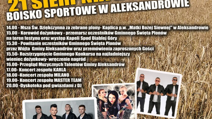 Aleksandrów zaprasza na dożynki