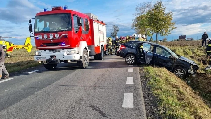Renault wypadło z drogi. Interweniował LPR