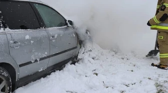 Pożar osobówki w Sulejowie