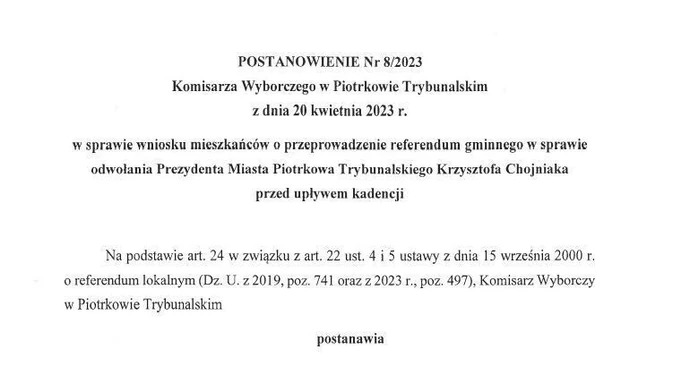 Znamy decyzję komisarza w sprawie referendum