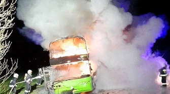 Pod Wolborzem spalił się autobus