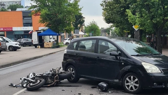 Wypadek z udziałem motocyklisty