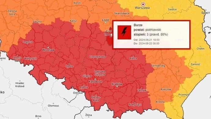 Możliwe burze w Piotrkowie i powiecie. IMiGW ostrzega