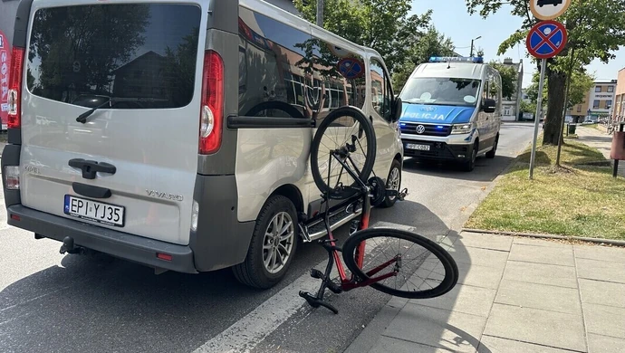 Potrącenie rowerzysty na Młynarskiej