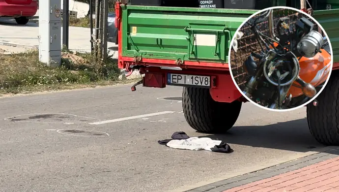 Dramatyczny wypadek w Czarnocinie. Motocyklista zabrany przez LPR