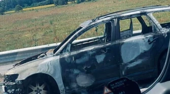 Pożar samochodu na A1 koło Kamieńska