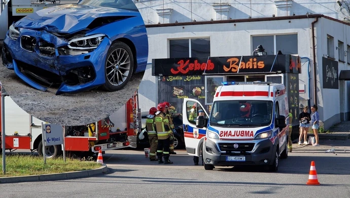 BMW nie ustąpił pierwszeństwa, w wyniku zdarzenia ucierpiał mężczyzna kupujący kebab