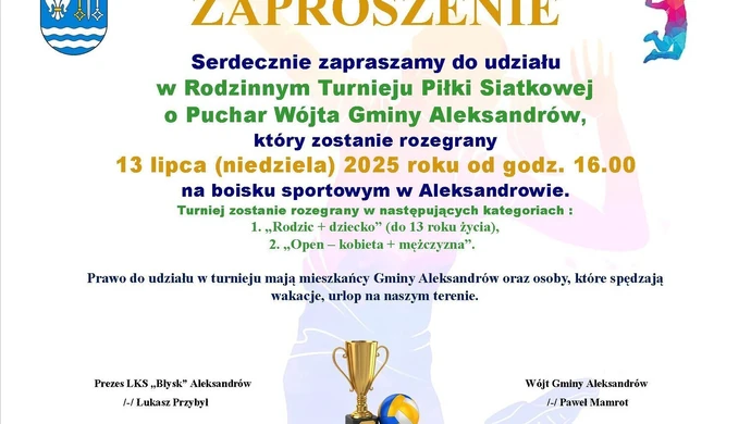 Rodzinny Turniej Siatkówki w Aleksandrowie w lipcu