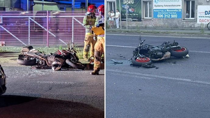 Niebezpieczny sobotni wieczór w Piotrkowie. Dwa wypadki z udziałem motocyklistów