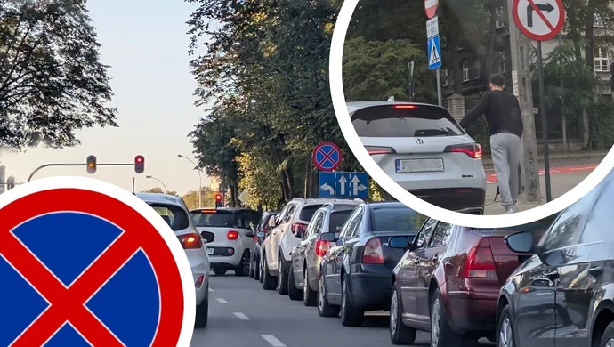 Młodzież wysiada na środku drogi. Zakaz parkowania w Al. Armii Krajowej?