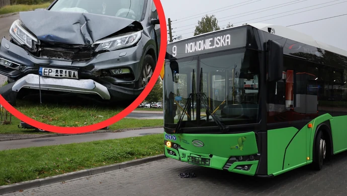 Zderzenie osobówki z autobusem MZK