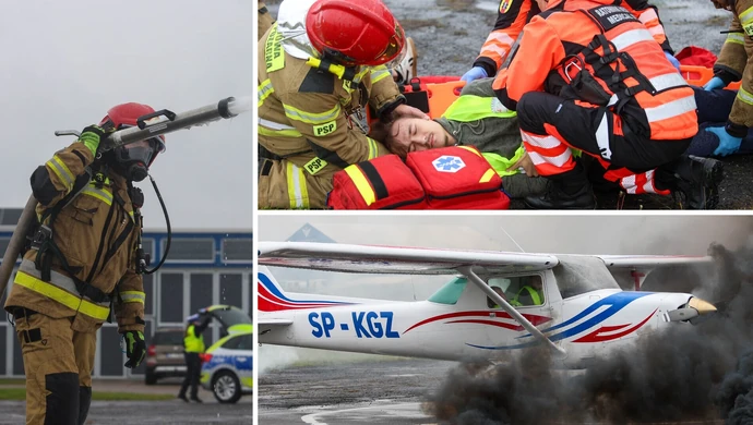 Niebezpiecznie na piotrkowskim lotnisku. Kłęby dymu, awaryjne lądowanie i akcja ratunkowa ZDJĘCIA
