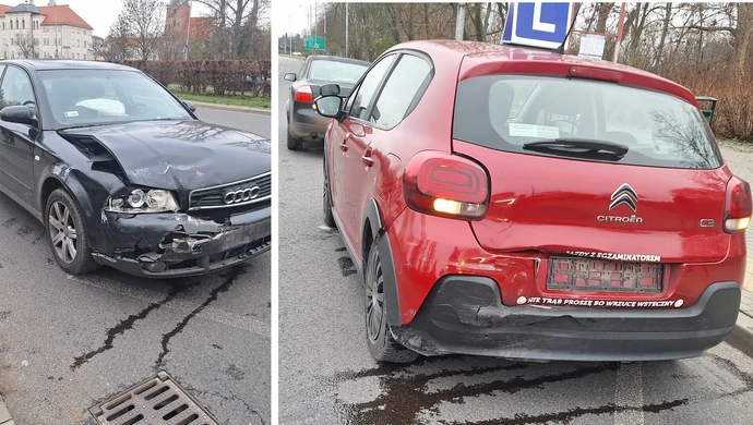 Zderzenie z udziałem auta nauki jazdy w Al. Kopernika