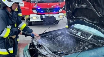 Pożar samochodu w Lubiatowie