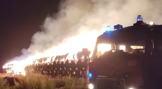 Całonocny pożar słomy w regionie