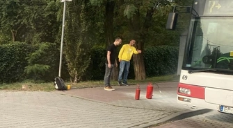 Pożar miejskiego autobusu na Sulejowskiej