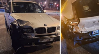 Groźnie w Al. Piłsudskiego. BMW uderzyło w tył Volvo