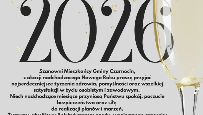 Noworoczne życzenia dla mieszkańców Gminy Czarnocin na 2026 rok