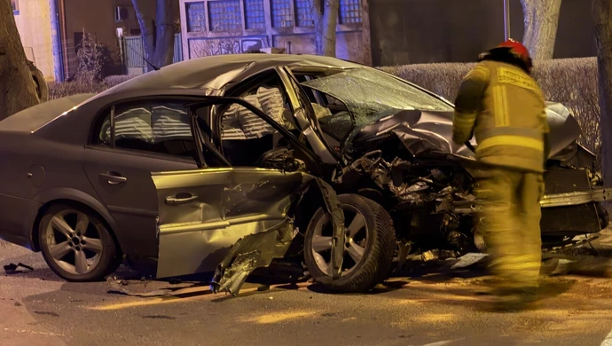 Opel roztrzaskany na drzewie w centrum Piotrkowa. Cud, że nikt nie zginął! ZDJĘCIA