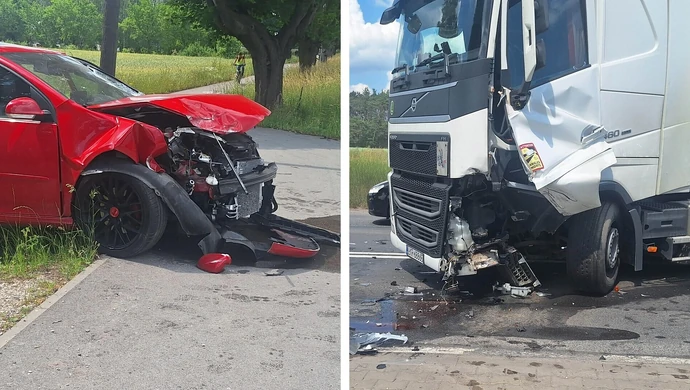Czołówka na DK12. Rozbite cztery pojazdy, droga zablokowana