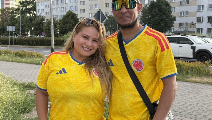 Kolumbijczycy w centrum Piotrkowa. Kibicują swojej drużynie na mundialu