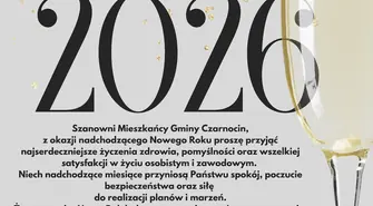 Noworoczne życzenia dla mieszkańców Gminy Czarnocin na 2026 rok