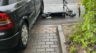 Wypadek z udziałem hulajnogisty na Wojska Polskiego. Dzień wcześniej było niemal identycznie