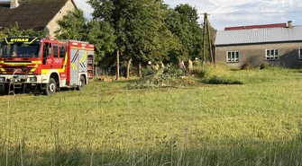 Silny wiatr powalił drzewo na dom. Interweniowali strażacy