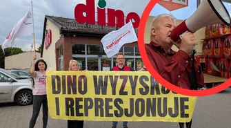  Protest w Dino w Piotrkowie.  Zwolnione pracownice wsparł Piotr Ikonowicz