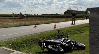 Motocyklista bez prawa jazdy i 6-latka ranni w wypadku. Lądował śmigłowiec LPR