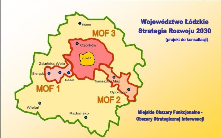mapka przedstawia trzy pierwotnie planowane MOF-y